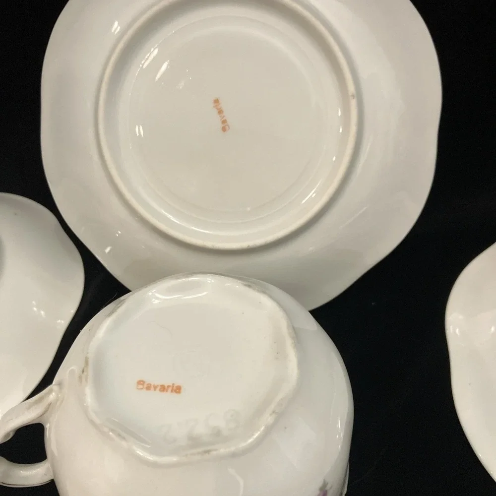 Bavaria Schumann Germany US Zone Floral Pattern 1 Teacup 6 Saucer 1940s Kitchen